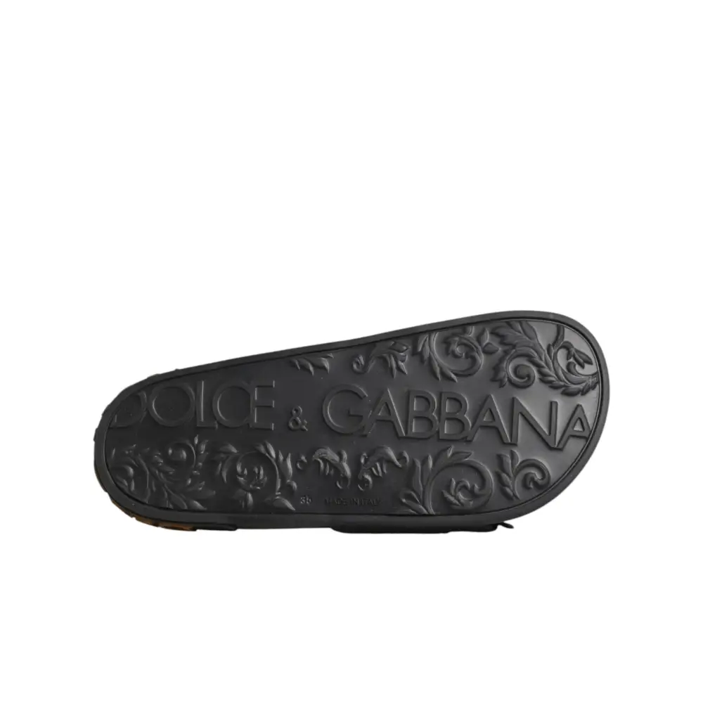 Dolce & Gabbana Schwarze Devotion Matelassé Leder-Pantoletten - EU35/US4.5