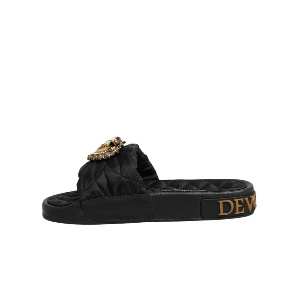 Dolce & Gabbana Schwarze Devotion Matelassé Leder-Pantoletten - EU35/US4.5