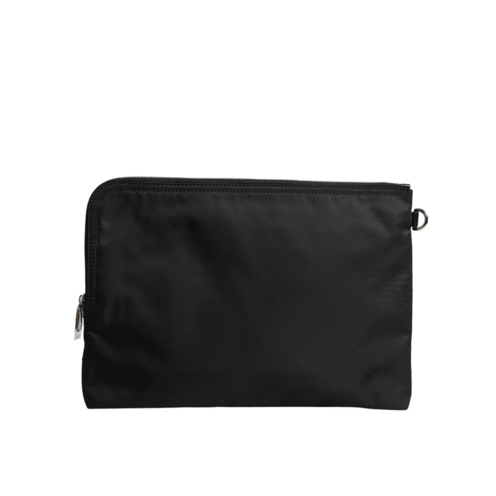 Dolce & Gabbana Schwarze DG Milano Print Nylon Pouch Clutch Tasche