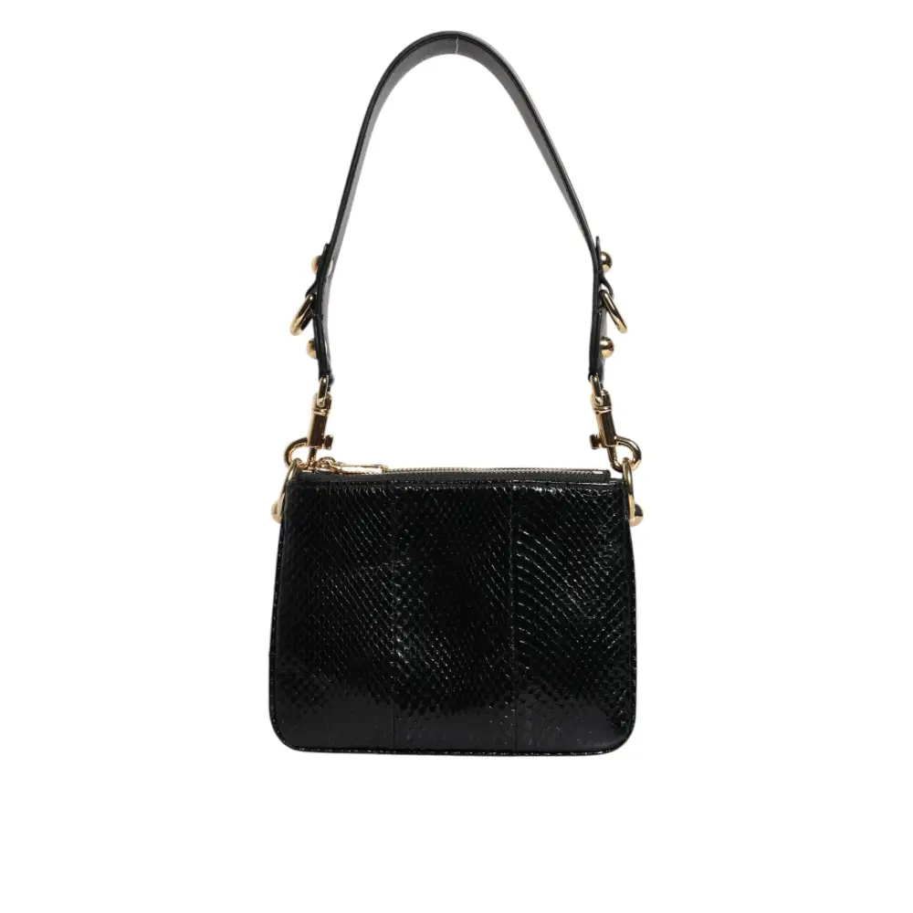 Dolce & Gabbana Schwarze Exotenleder-Schulterriemen-Clutch-Tasche