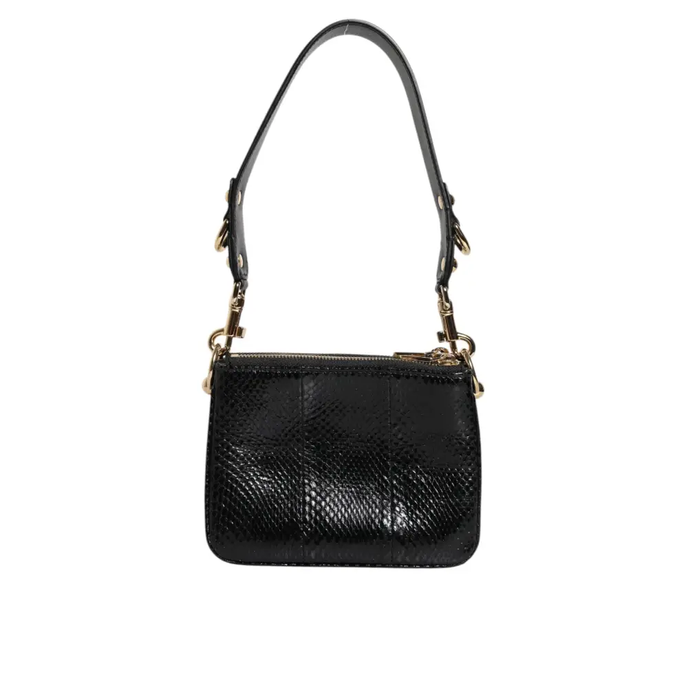 Dolce & Gabbana Schwarze Exotenleder-Schulterriemen-Clutch-Tasche