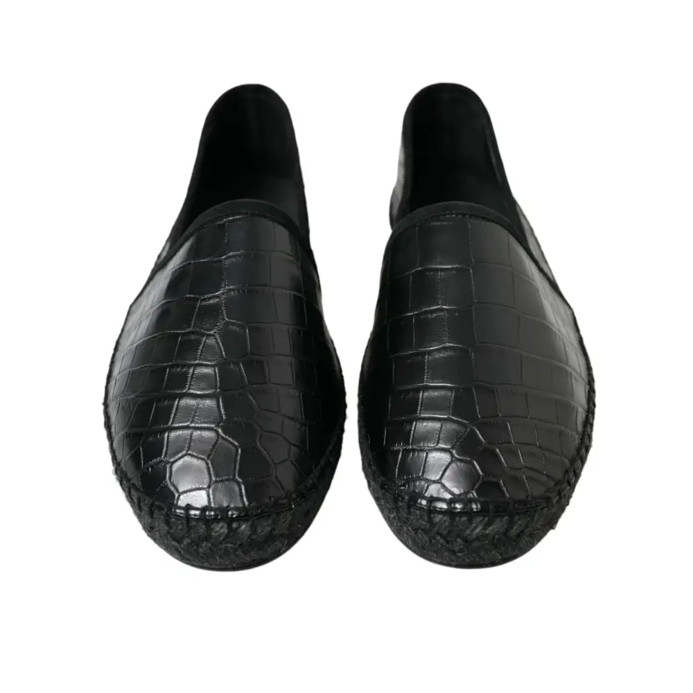 Dolce & Gabbana Schwarze Exotische Leder Espadrilles Slip On Schuhe - EU43/US10