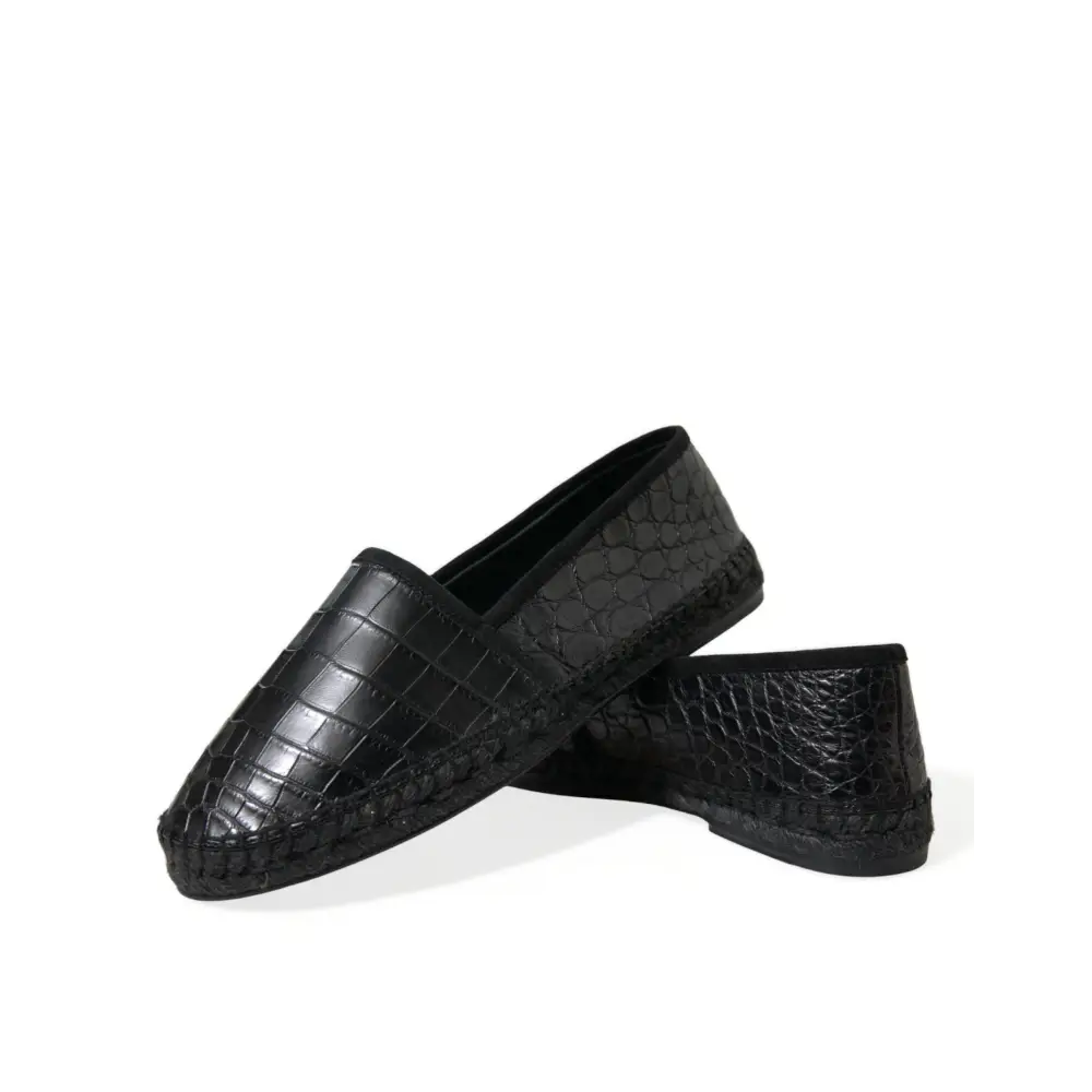Dolce & Gabbana Schwarze Exotische Leder Espadrilles Slip On Schuhe - EU43/US10