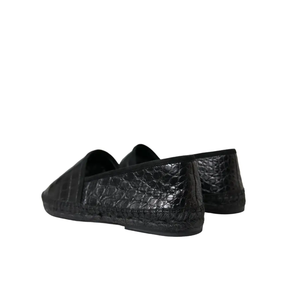 Dolce & Gabbana Schwarze Exotische Leder Espadrilles Slip On Schuhe - EU43/US10