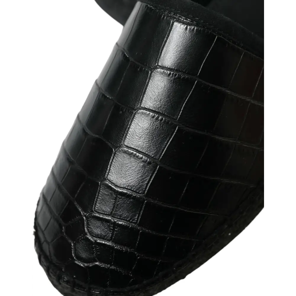 Dolce & Gabbana Schwarze Exotische Leder Espadrilles Slip On Schuhe - EU43/US10
