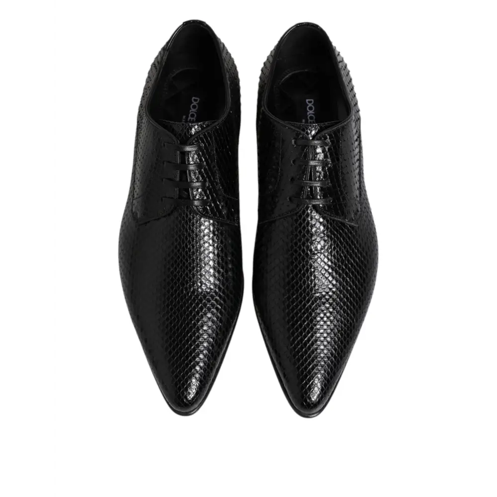 Dolce & Gabbana Schwarze Exotische Leder Schnürschuhe Derby