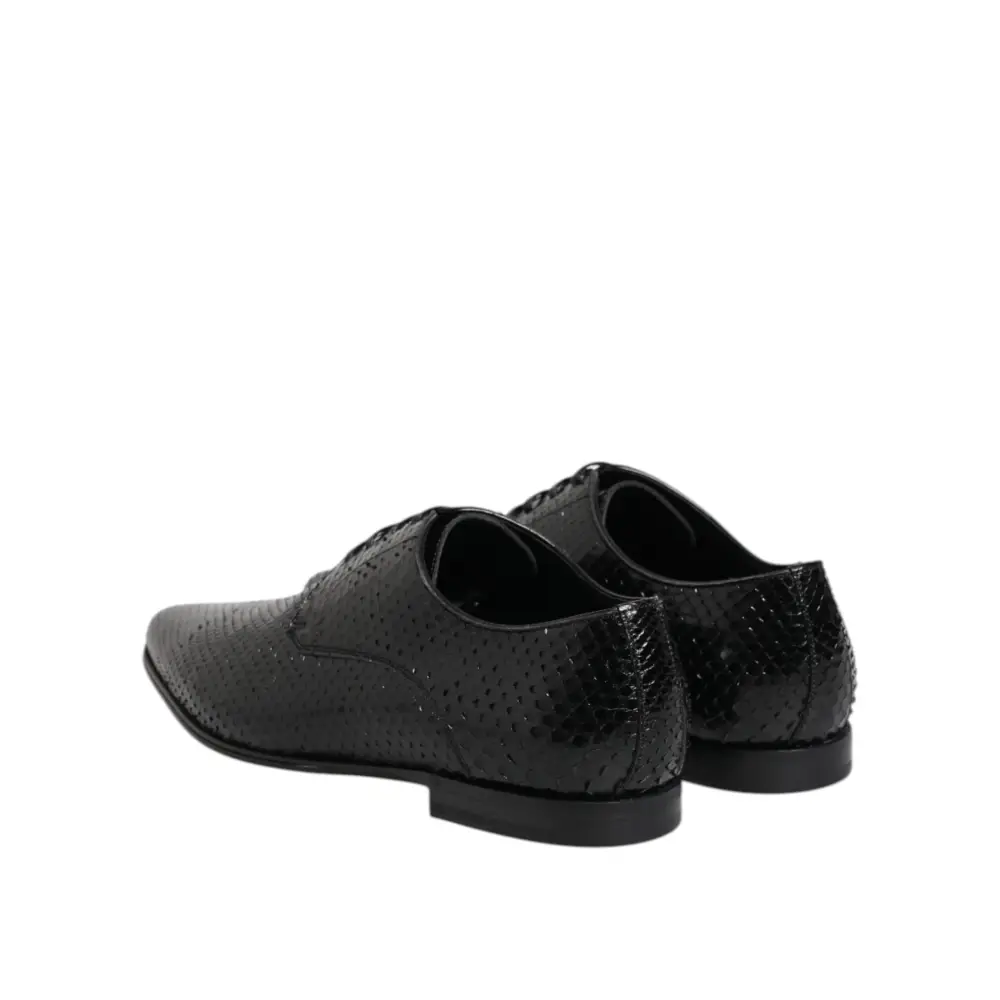 Dolce & Gabbana Schwarze Exotische Leder Schnürschuhe Derby