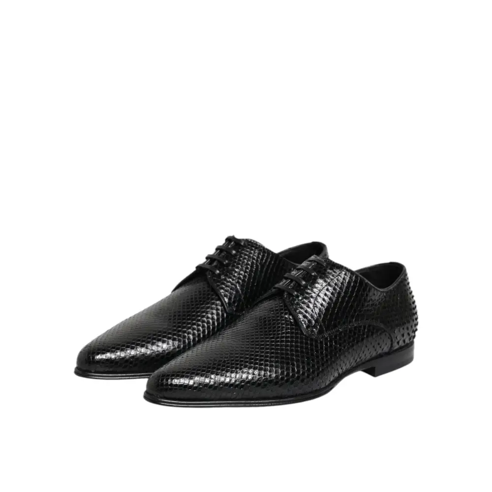 Dolce & Gabbana Schwarze Exotische Leder Schnürschuhe Derby