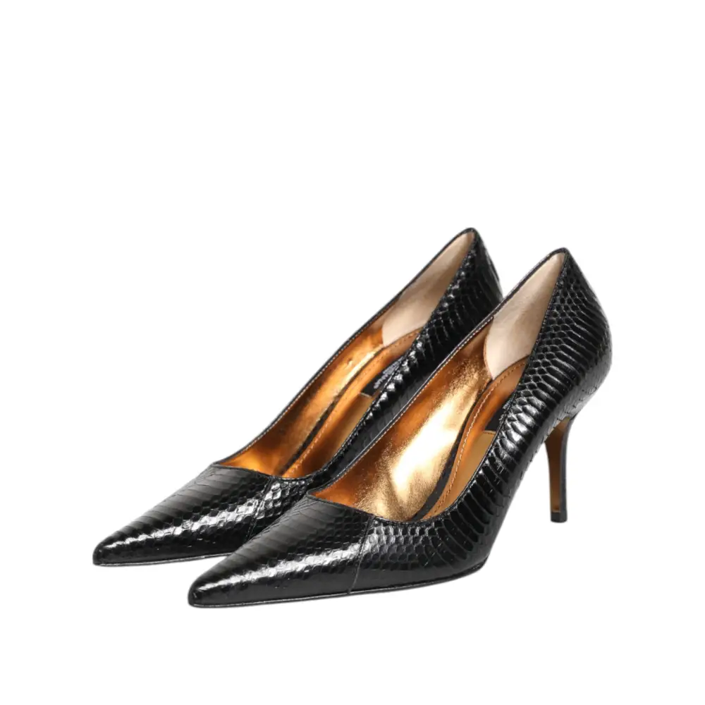Dolce & Gabbana Schwarze Exotische Leder Stiletto Pumps Schuhe - EU36.5/US6