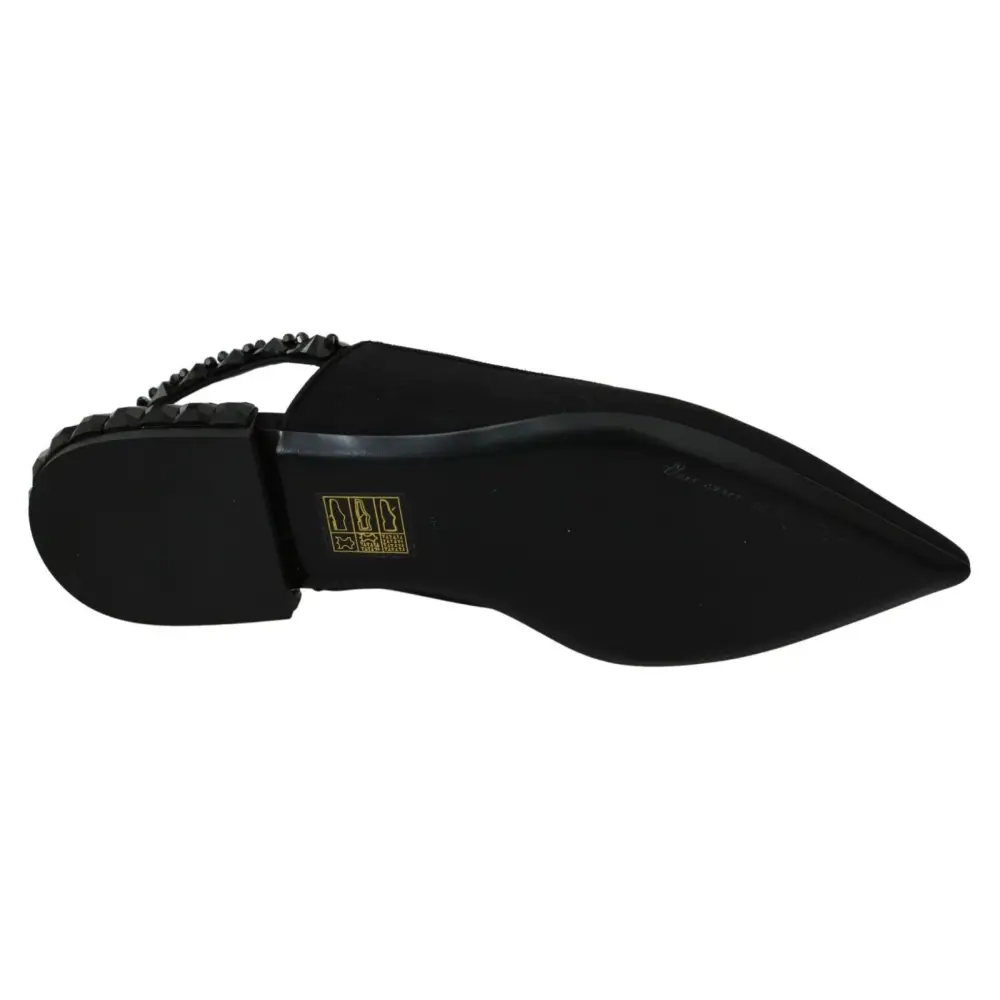 Dolce & Gabbana Schwarze Flats Slingback Charmeuse Schuhe