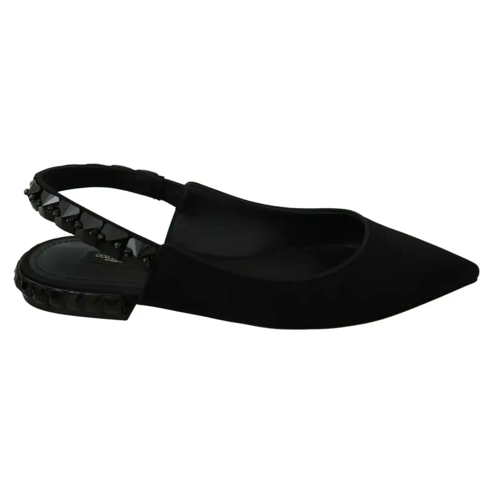 Dolce & Gabbana Schwarze Flats Slingback Charmeuse Schuhe