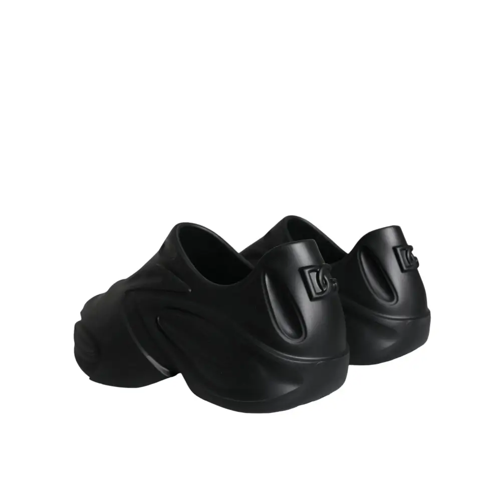 Dolce & Gabbana Schwarze Foiled Rubber Toy Low Top Sneakers Schuhe - EU44/US11