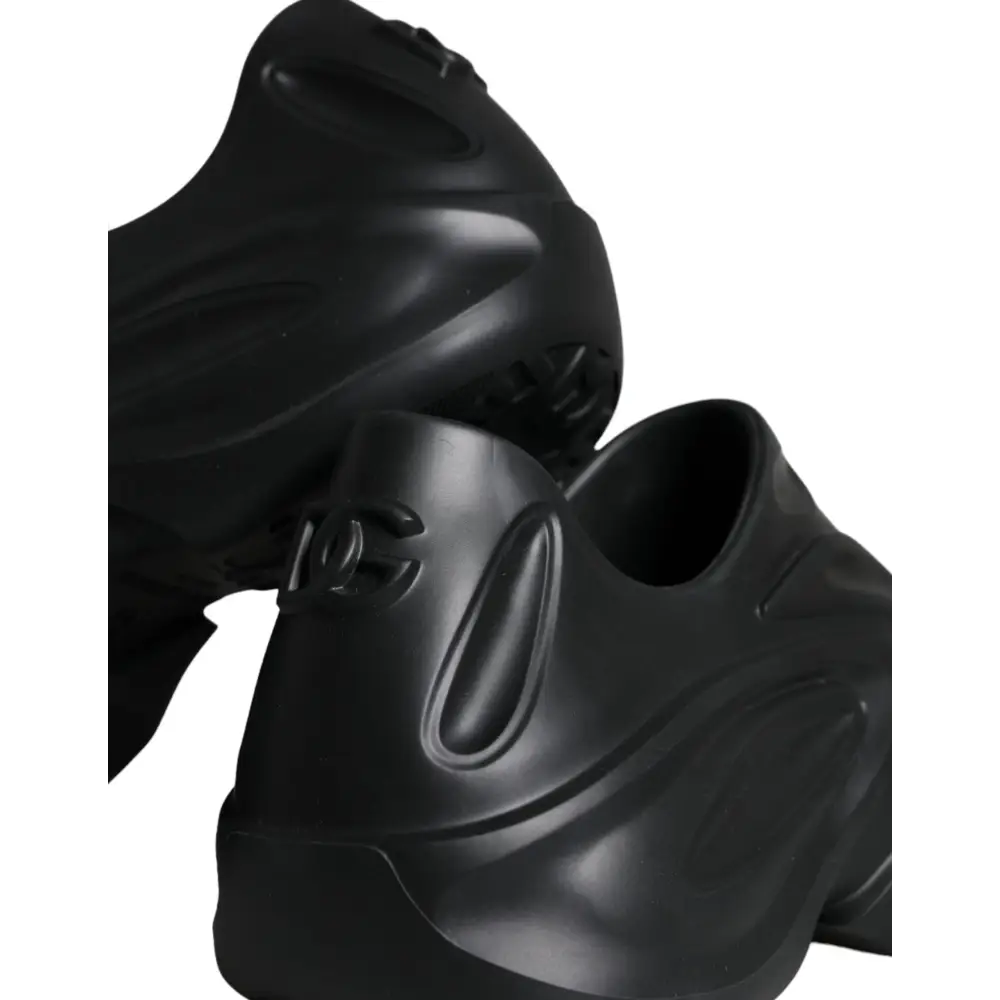 Dolce & Gabbana Schwarze Foiled Rubber Toy Low Top Sneakers Schuhe - EU44/US11