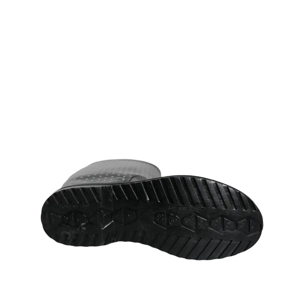 Dolce & Gabbana Schwarze gepunktete kniehohe Gummistiefel Schuhe - EU35/US4.5