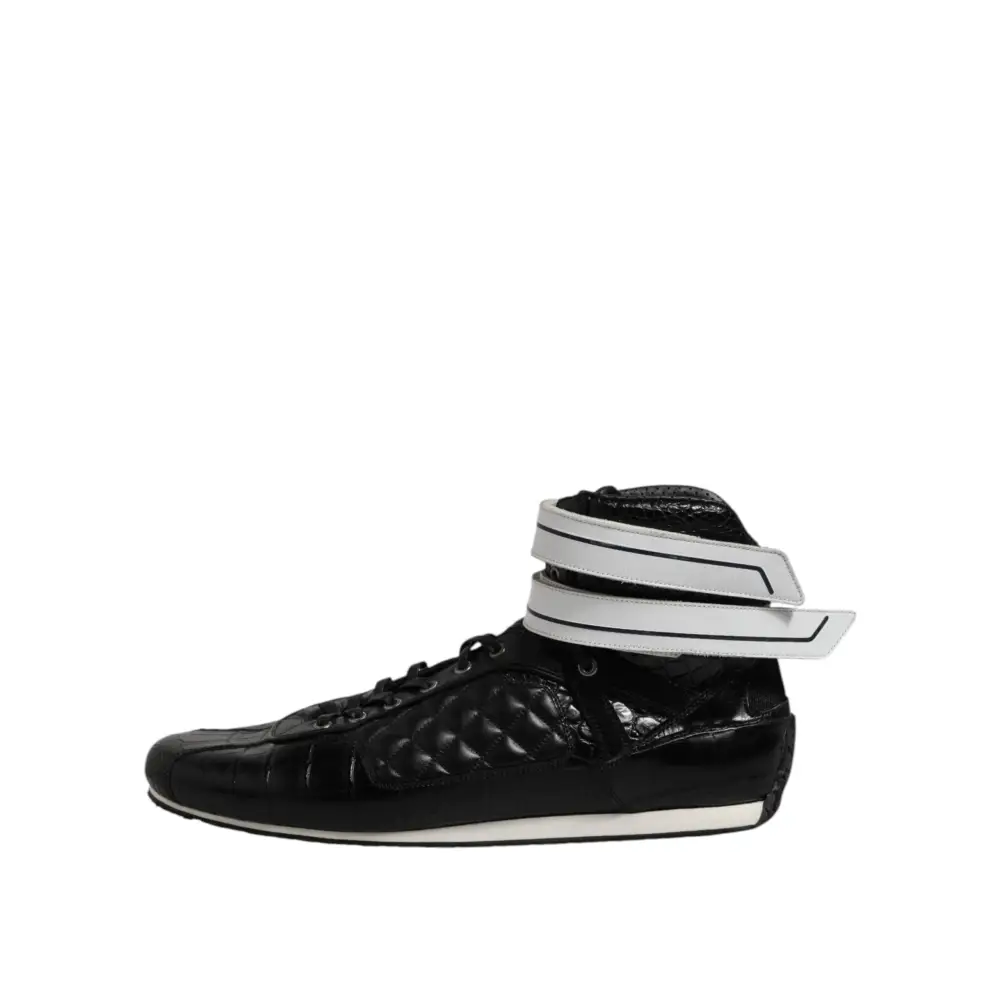 Dolce & Gabbana Schwarze gesteppte Leder Schnürschuhe - EU44/US11