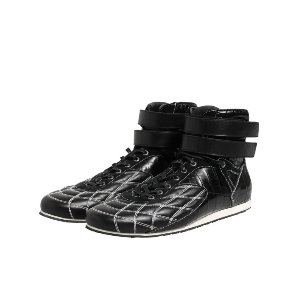 Dolce & Gabbana Schwarze gesteppte Leder Schnürschuhe - EU44/US11