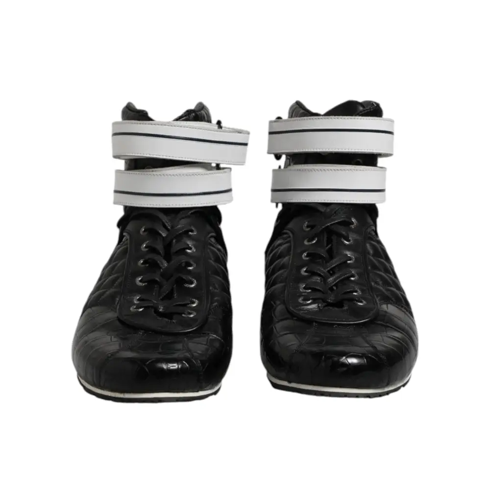 Dolce & Gabbana Schwarze gesteppte Leder Schnürschuhe - EU44/US11