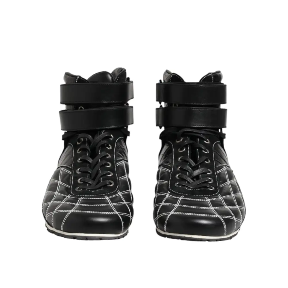 Dolce & Gabbana Schwarze gesteppte Leder Schnürschuhe - EU44/US11