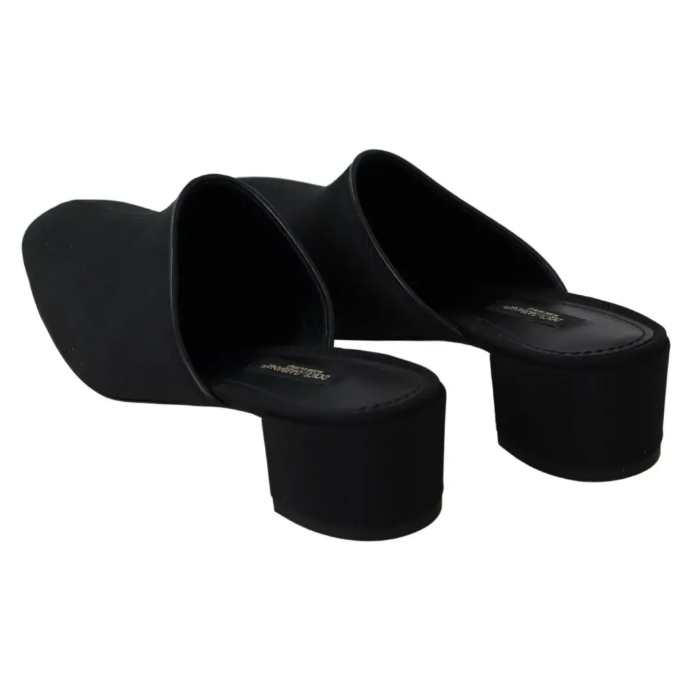 Dolce & Gabbana Schwarze Grosgrain-Sandalen Sandalen Frauen Schuhe