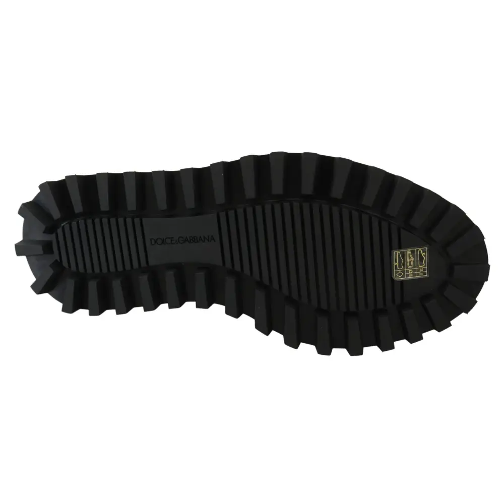 Dolce & Gabbana Schwarze gummierte Kalbsleder Chunky Derby Vulcano Schuhe - EU44/US11