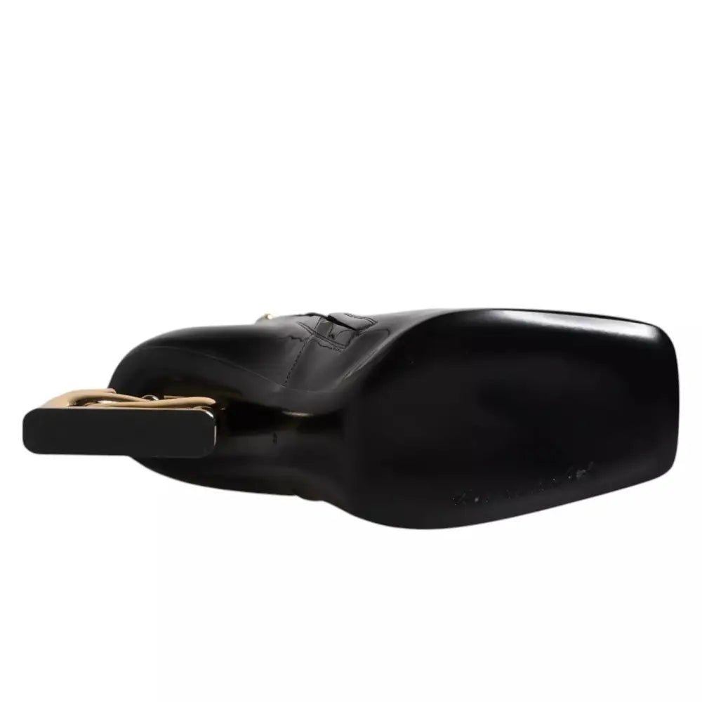 Dolce & Gabbana Schwarze Jackie Leder Mid Calf Stiefel Schuhe