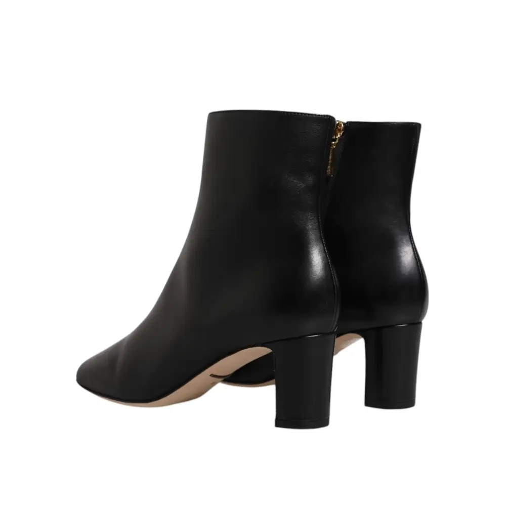 Dolce & Gabbana Schwarze Jackie Leder Mid Calf Stiefel Schuhe - EU37/US7