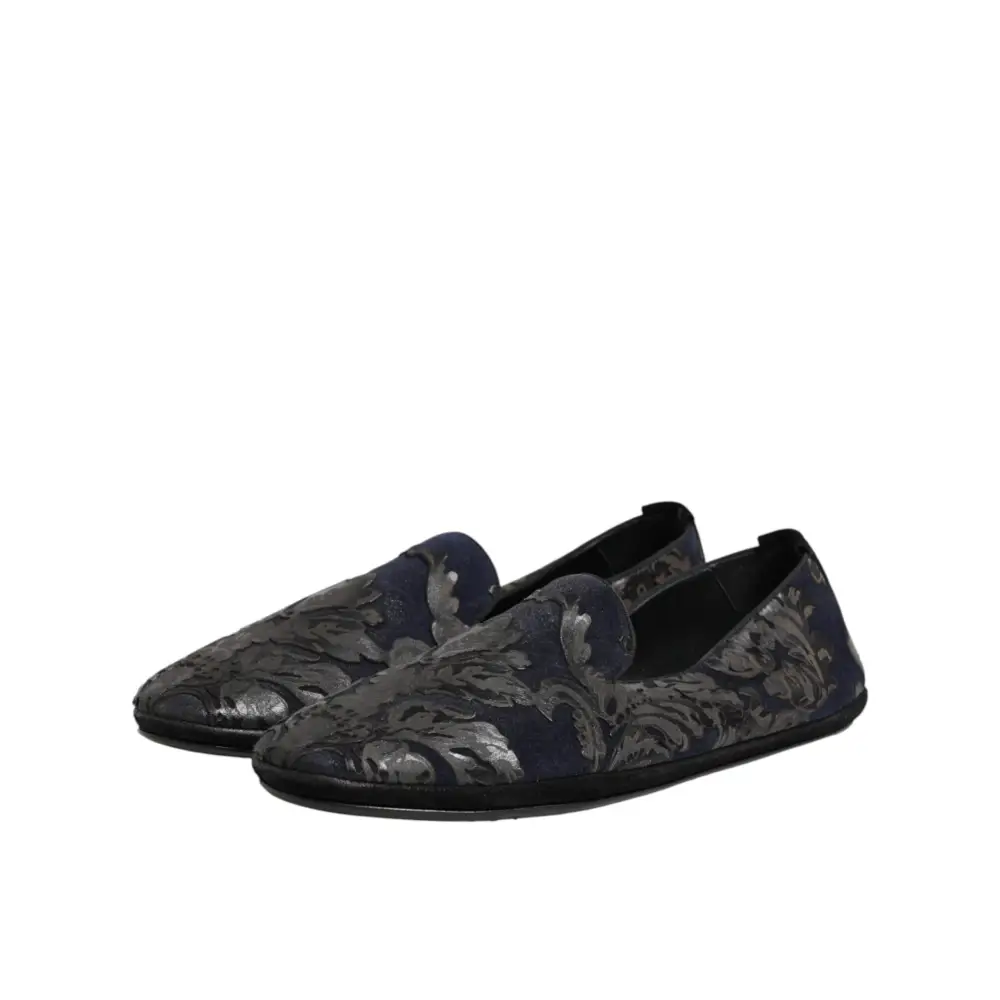 Dolce & Gabbana Schwarze Jacquard-Leder-Slipper - EU44/US11