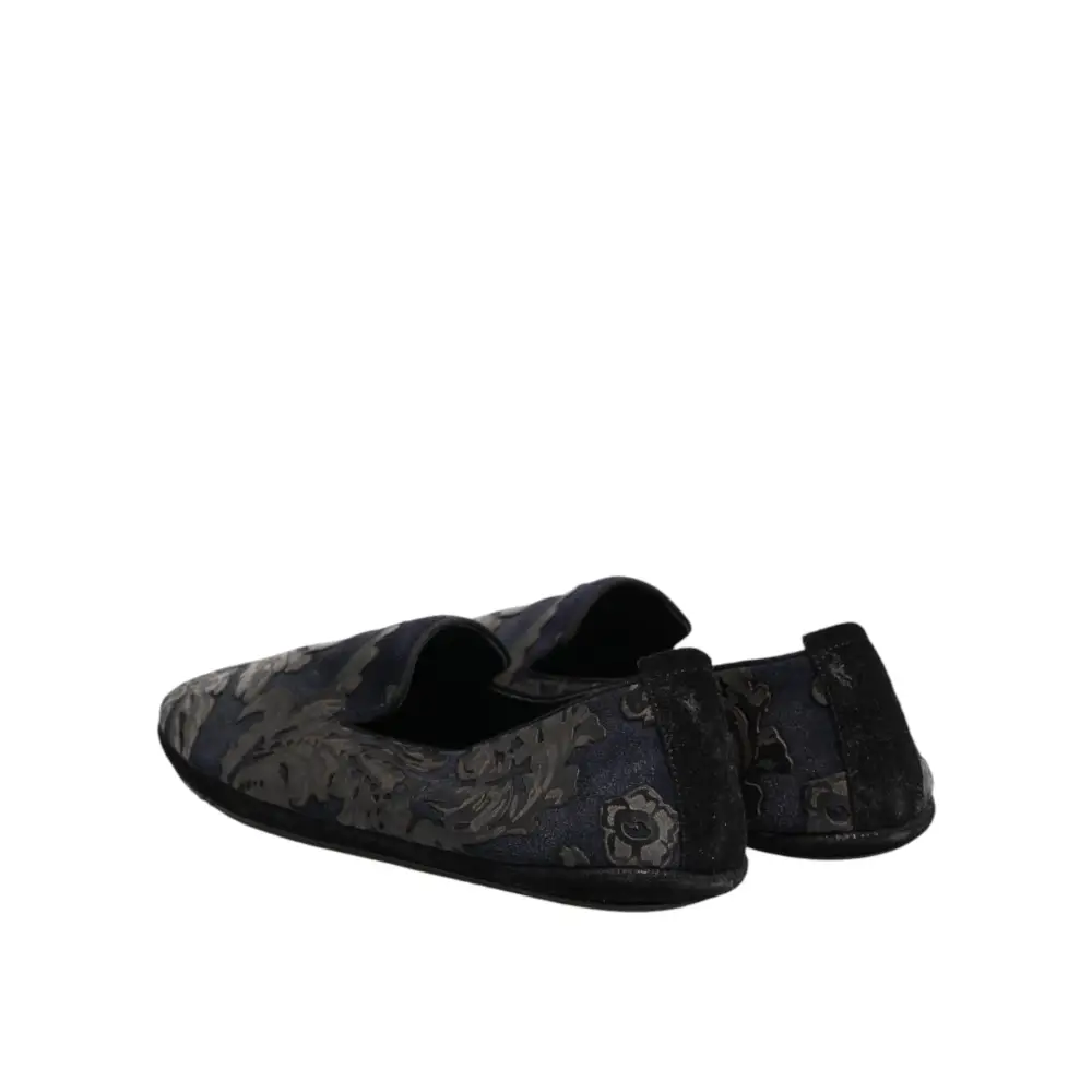 Dolce & Gabbana Schwarze Jacquard-Leder-Slipper - EU44/US11