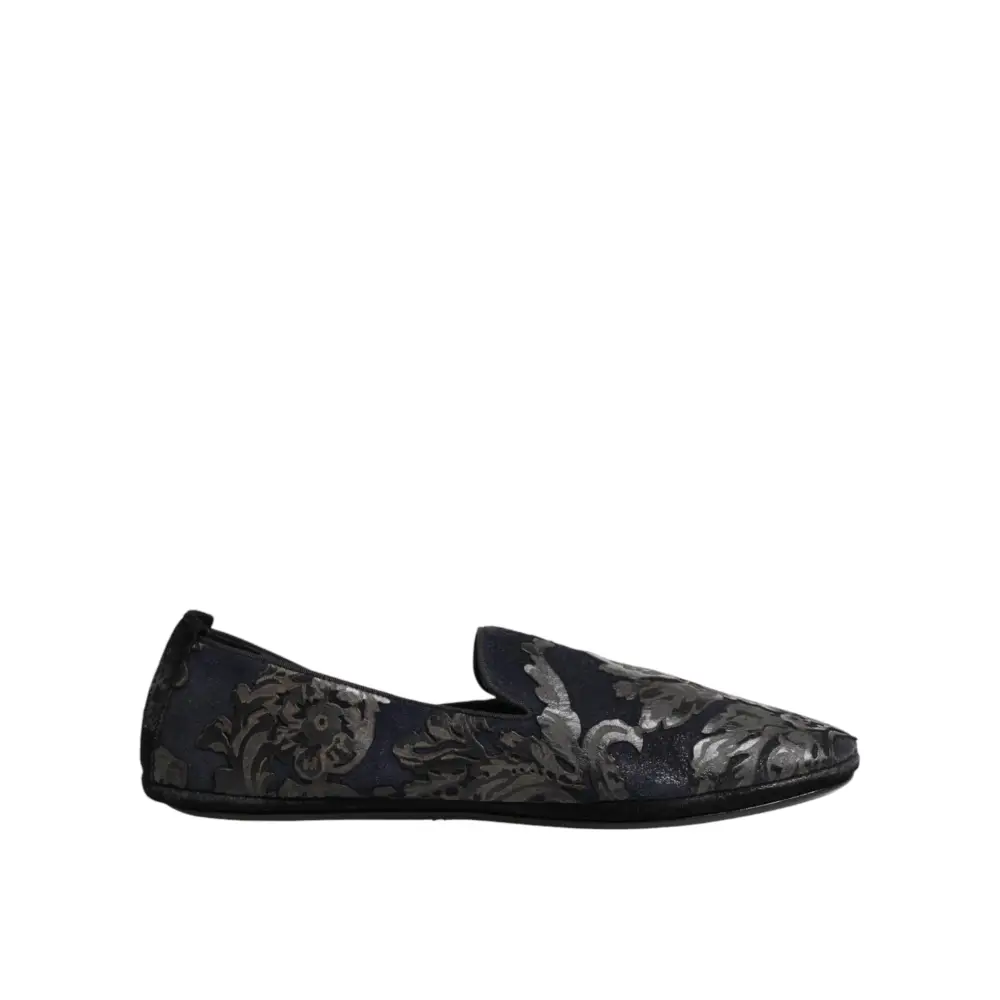Dolce & Gabbana Schwarze Jacquard-Leder-Slipper - EU44/US11