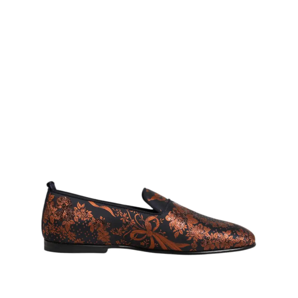 Dolce & Gabbana Schwarze Jacquard Polyester Slipper Schuhe - EU42/US9