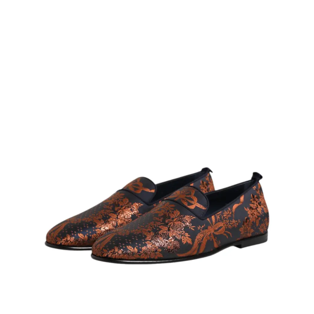 Dolce & Gabbana Schwarze Jacquard Polyester Slipper Schuhe - EU42/US9