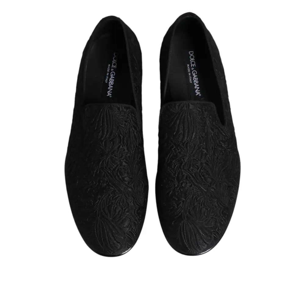 Dolce & Gabbana Schwarze Jacquard Slipper Formelle Schuhe - EU40/US7