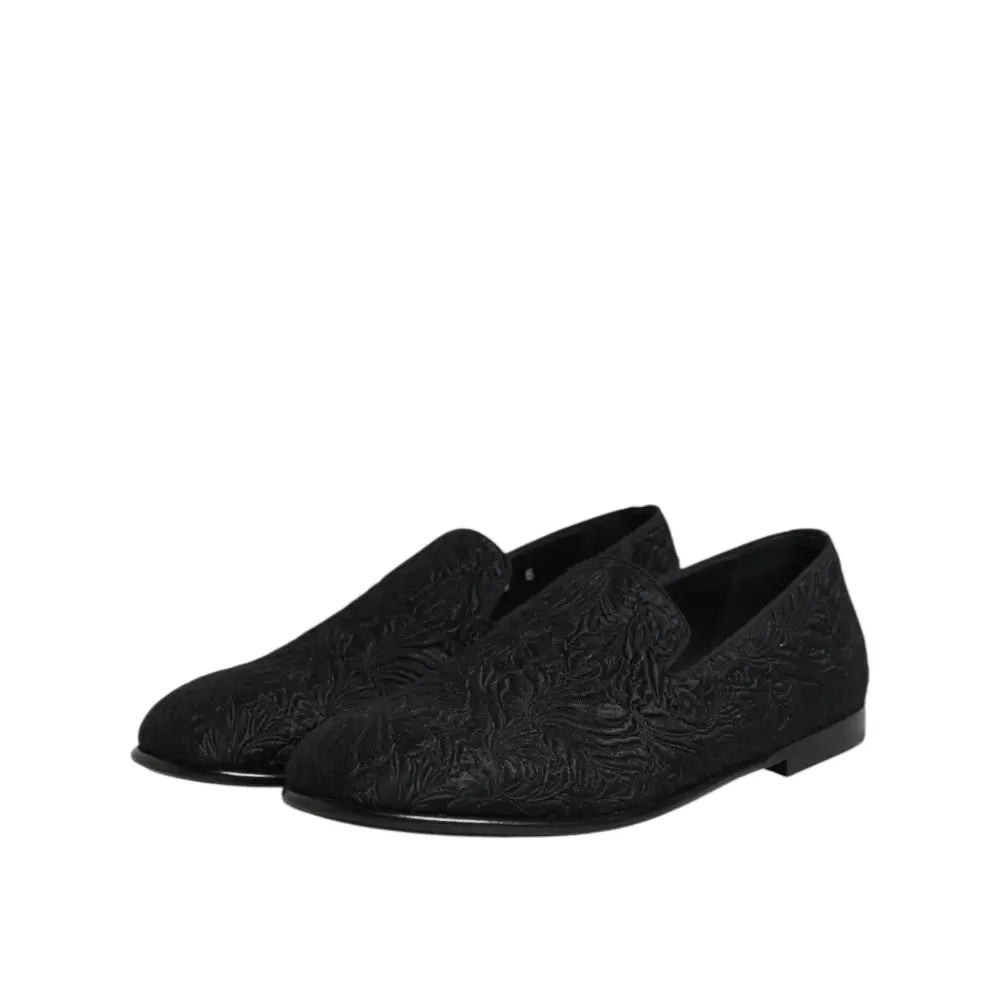 Dolce & Gabbana Schwarze Jacquard Slipper Formelle Schuhe - EU40/US7
