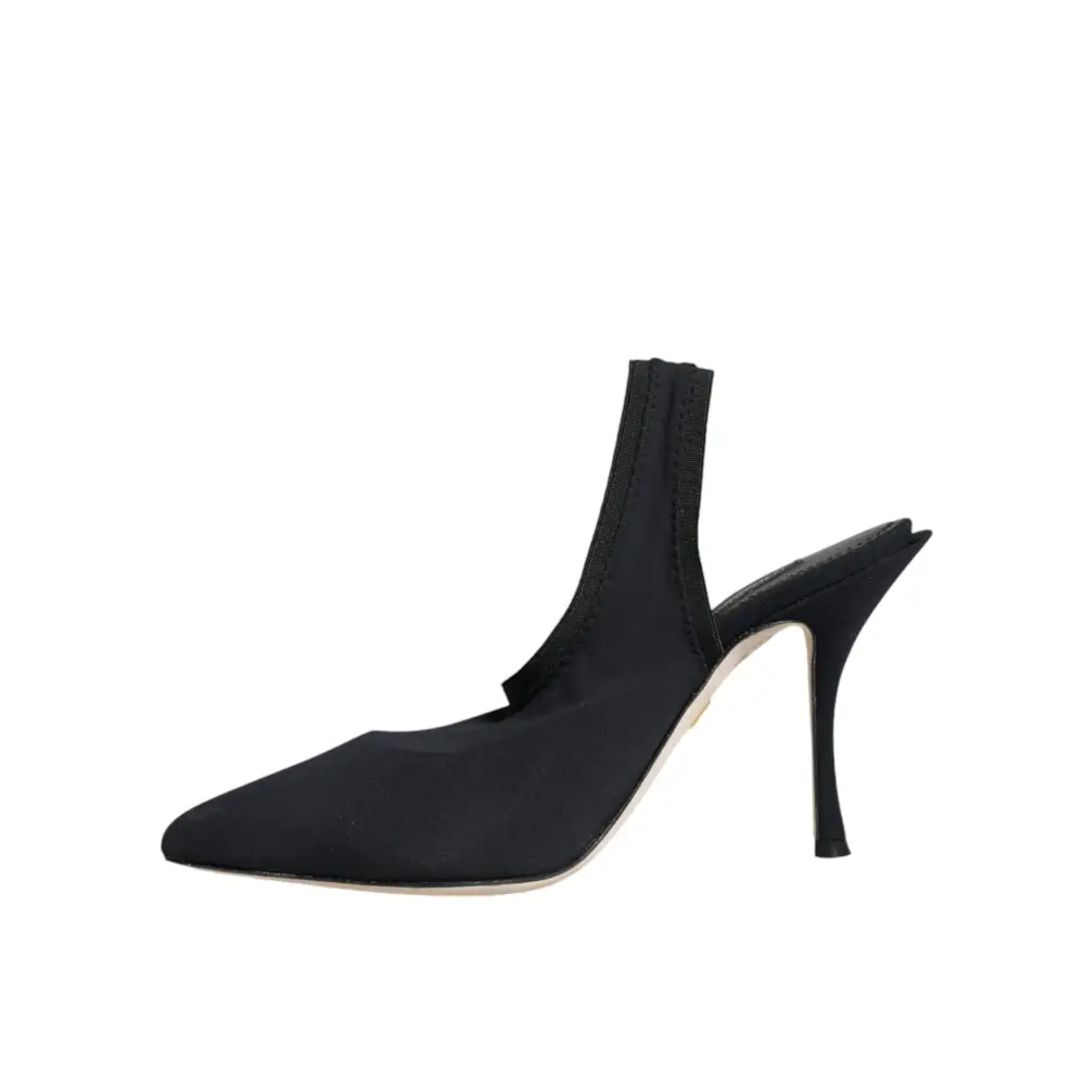 Dolce & Gabbana Schwarze Jersey Stretch Heels Slingback Schuhe - EU36.5/US6