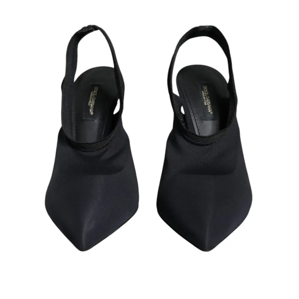 Dolce & Gabbana Schwarze Jersey Stretch Heels Slingback Schuhe - EU36.5/US6