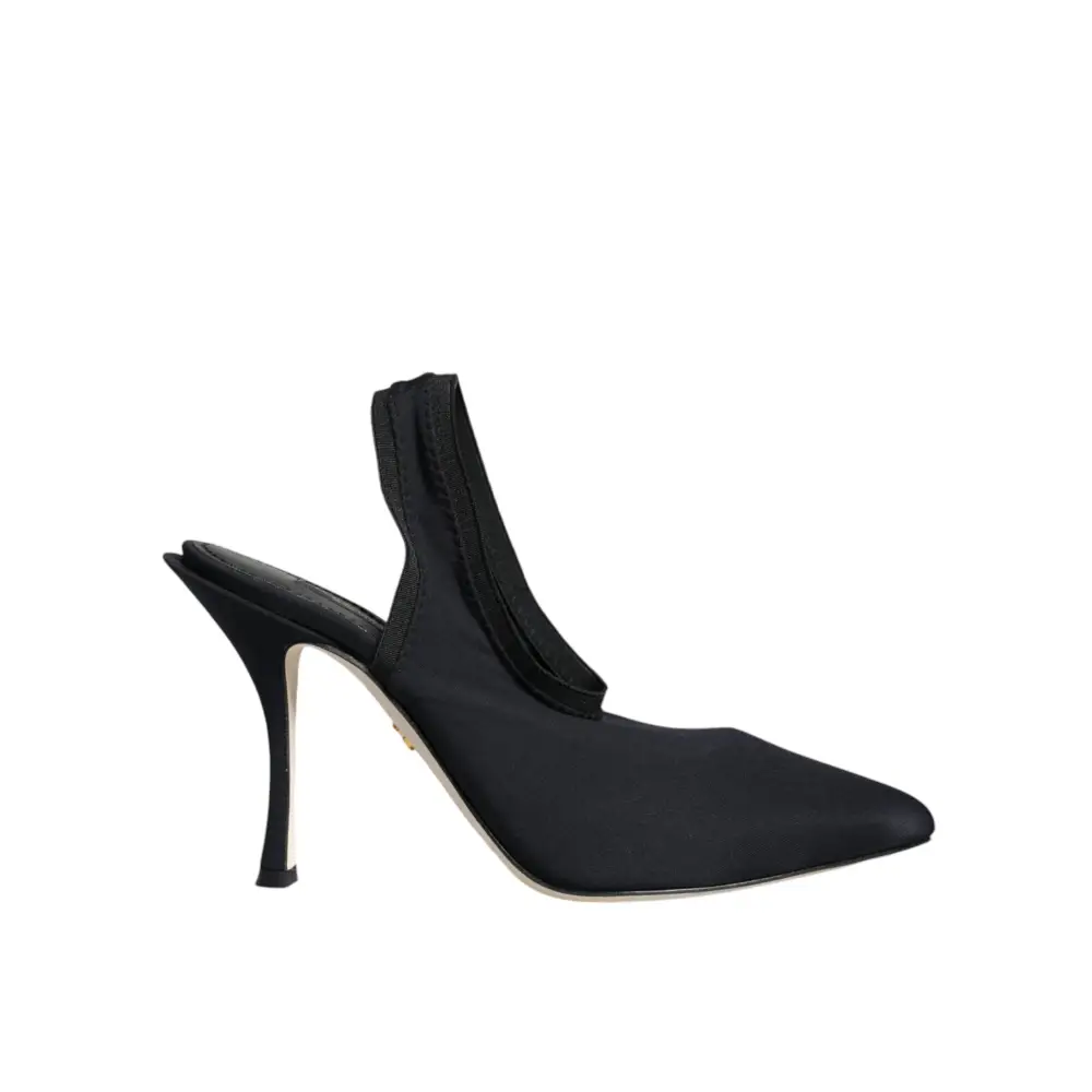 Dolce & Gabbana Schwarze Jersey Stretch Heels Slingback Schuhe - EU36.5/US6