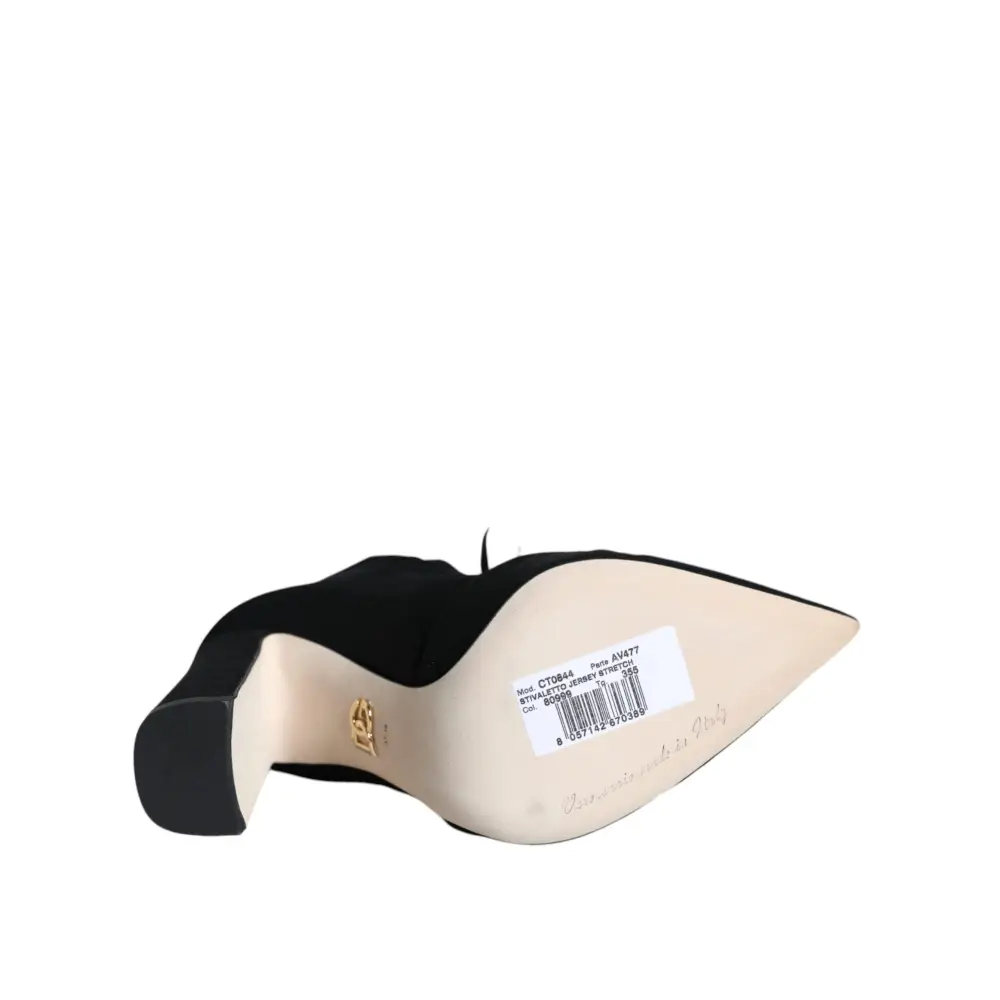 Dolce & Gabbana Schwarze Jersey-Stretch-Stiefeletten Schuhe - EU35.5/US5