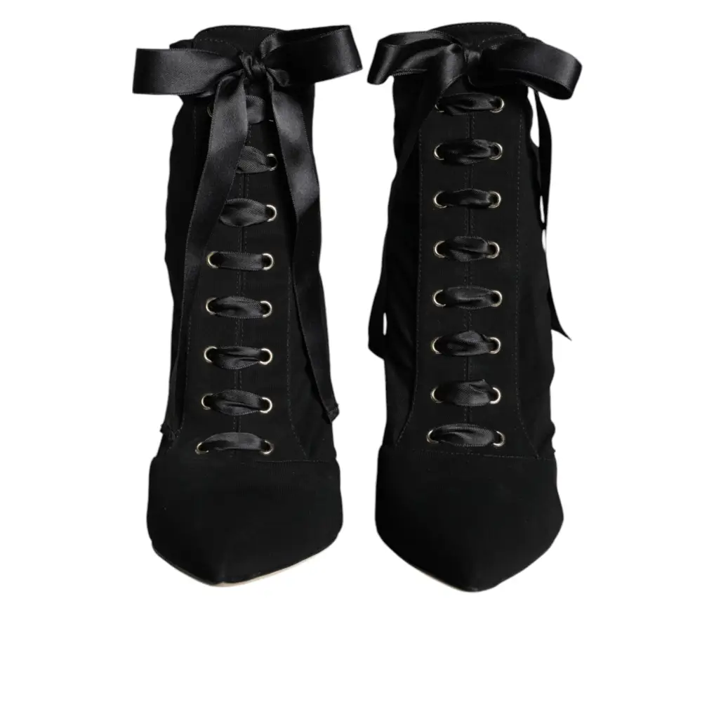 Dolce & Gabbana Schwarze Jersey-Stretch-Stiefeletten Schuhe - EU35.5/US5