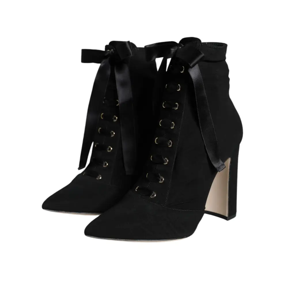 Dolce & Gabbana Schwarze Jersey-Stretch-Stiefeletten Schuhe - EU35.5/US5