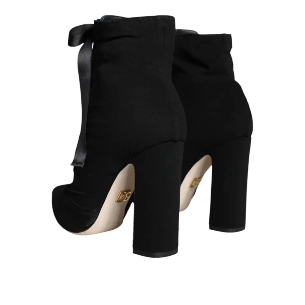 Dolce & Gabbana Schwarze Jersey-Stretch-Stiefeletten Schuhe - EU35.5/US5