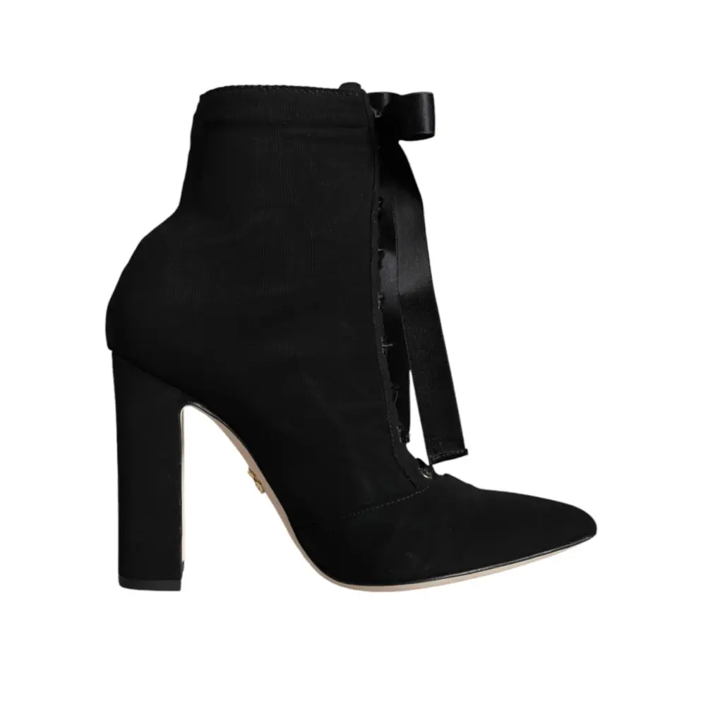 Dolce & Gabbana Schwarze Jersey-Stretch-Stiefeletten Schuhe - EU35.5/US5