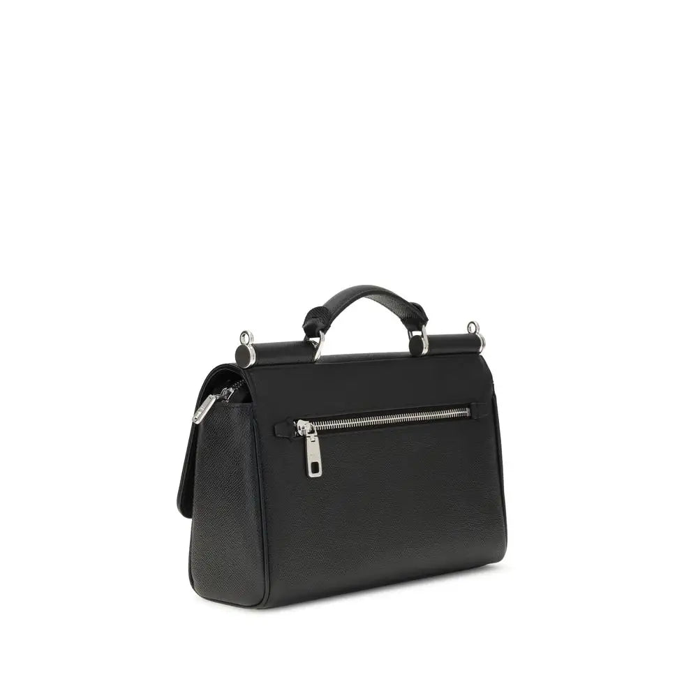 Dolce & Gabbana Schwarze Kalbshaut Bos Taurus Schultertasche