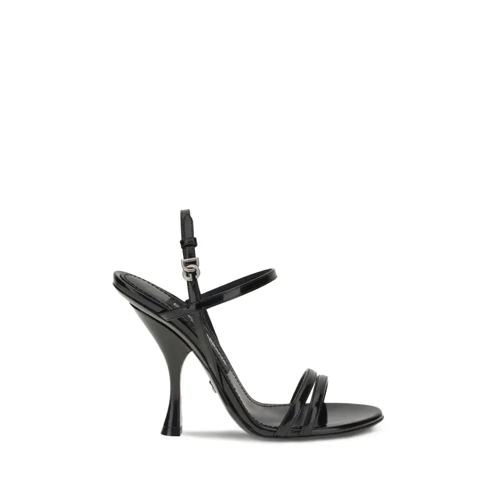 Dolce & Gabbana Schwarze Kalbshaut Bos Taurus Stilettosandalen