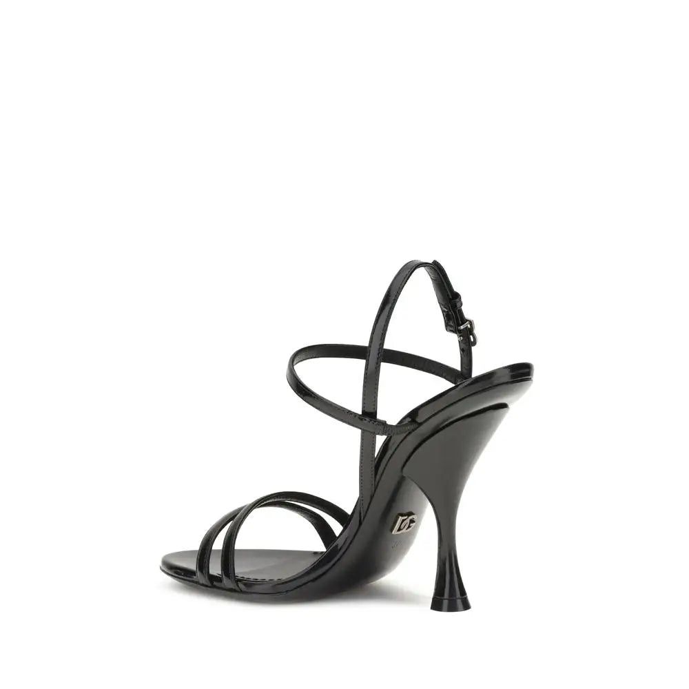 Dolce & Gabbana Schwarze Kalbshaut Bos Taurus Stilettosandalen