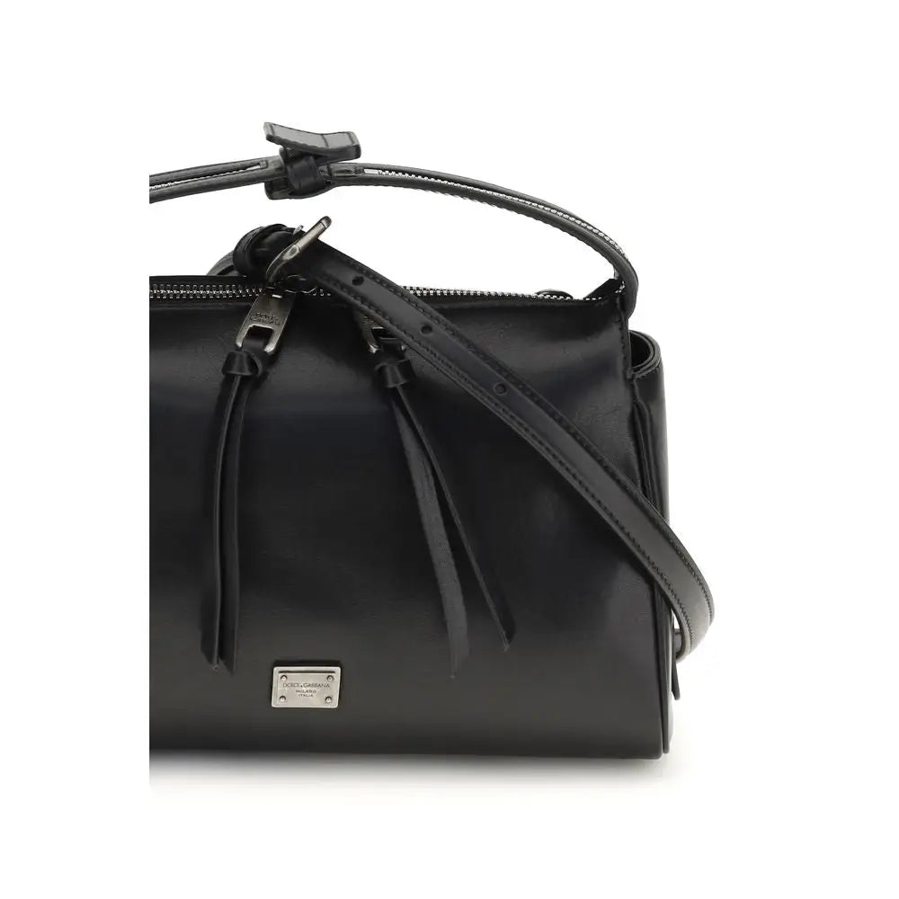 Dolce & Gabbana Schwarze Kalbsleder Bos Taurus Handtasche