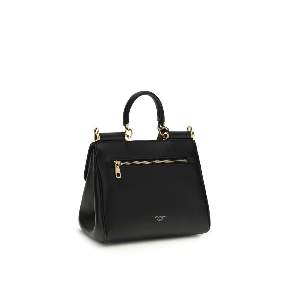 Dolce & Gabbana Schwarze Kalbsleder Bos Taurus Handtasche