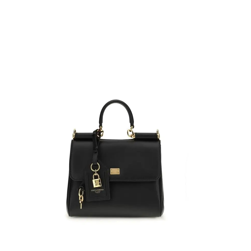 Dolce & Gabbana Schwarze Kalbsleder Bos Taurus Handtasche
