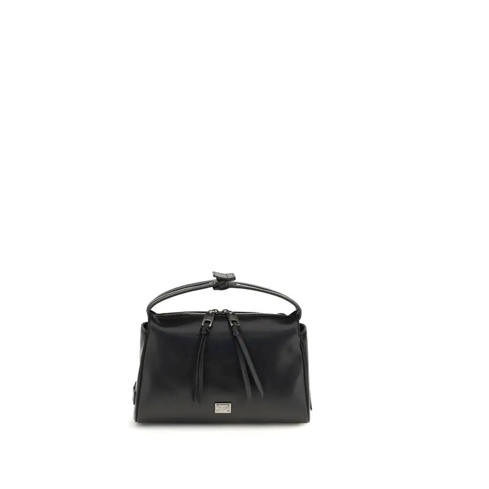 Dolce & Gabbana Schwarze Kalbsleder Bos Taurus Handtasche