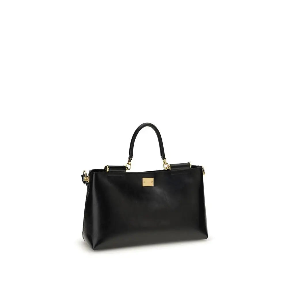 Dolce & Gabbana Schwarze Kalbsleder Bos Taurus Handtasche