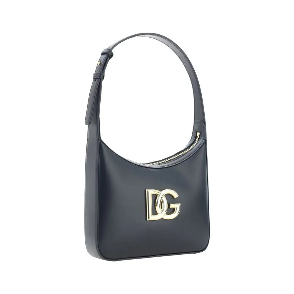Dolce & Gabbana Schwarze Kalbsleder Bos Taurus Schultertasche
